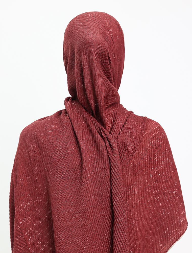 Maroon Crinkle Lurex Hijab